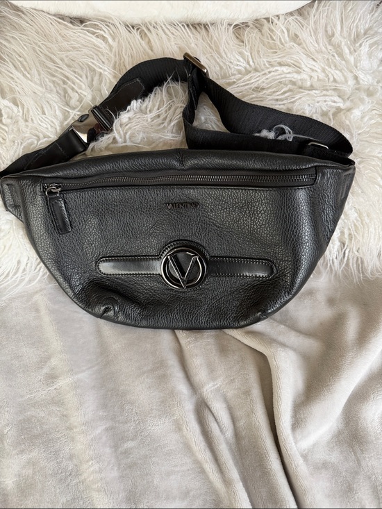 Valentino Other - Large Valentino Black Leather V-Logo Belt Bag Approximately L12” x H 8”